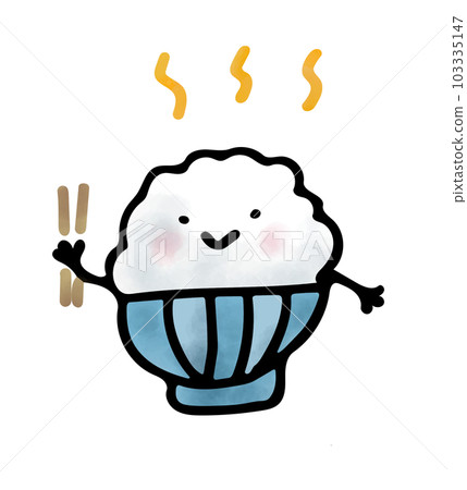 新鮮煮熟的米飯的可愛插圖 103335147
