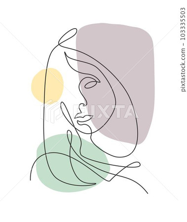 One single line drawing woman beauty abstract face, hairstyle, fashion vector illustration. Pretty sexy minimalist feminine style concept for t-shirt print. Modern continuous line draw graphic design One single line drawing woman beauty abstract face, hairstyle, fashion vector illustration. Pretty sexy minimalist feminine style concept for t-shirt print. Modern continuous line draw graphic design 103335503