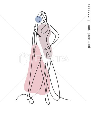 Single continuous line drawing of minimalistic pretty sexy abstract body woman for cosmetic, t-shirt, fashion. Beauty female portrait concept. Trendy one line draw design vector graphic illustration Single continuous line drawing of minimalistic pretty sexy abstract body woman for cosmetic, t-shirt, fashion. Beauty female portrait concept. Trendy one line draw design vector graphic illustration 103335535