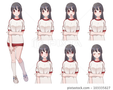 整潔的黑髮女高中生 整潔的黑髮女高中生 103335827