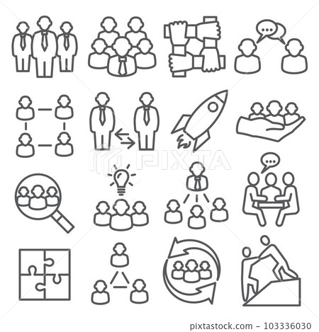 Teamwork line icons set on white background Teamwork line icons set on white background 103336030