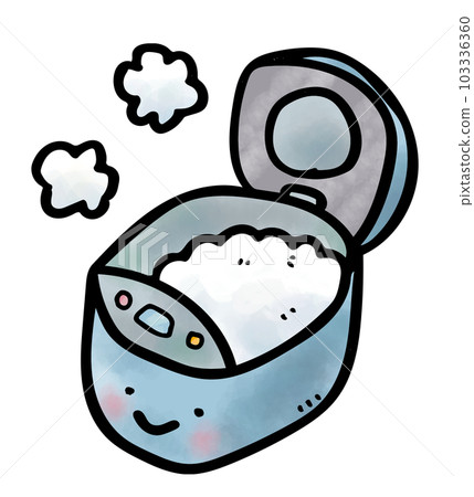 帶有可愛的剛煮好的米飯臉的電飯煲插圖 帶有可愛的剛煮好的米飯臉的電飯煲插圖 103336360
