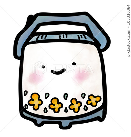 Illustration of a rice cooker with a cute retro face 103336364
