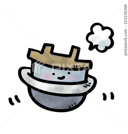 Cute freshly cooked oven rice illustration with face Cute freshly cooked oven rice illustration with face 103336366