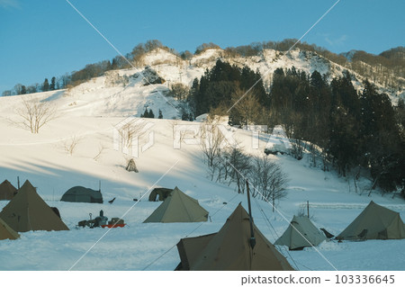 morning of snow camping 103336645