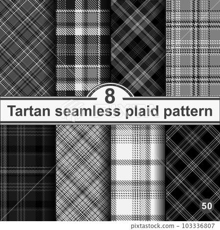 Set black and white plaid seamless pattern. Set black and white plaid seamless pattern. 103336807