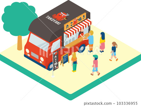 Isometric Kitchen Car Takoyaki 103336955