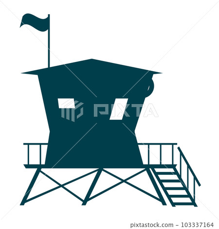 Lifeguard Tower icon. Station beach building illustration Lifeguard Tower icon. Station beach building illustration 103337164