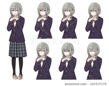 Yin geek braid high school girl facial expression set Yin geek braid high school girl facial expression set 103337178