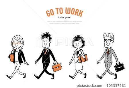 矢量圖素材：人們上下班，商人行走 103337281