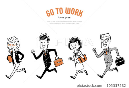 Vector illustration material: people commuting, businessmen running Vector illustration material: people commuting, businessmen running 103337282