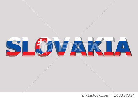 3D Flag of Slovakia on a text background. 103337334