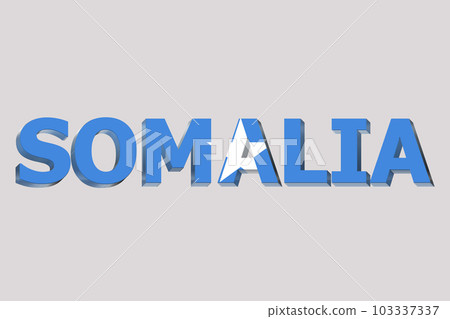 3D Flag of Somalia on a text background. 103337337