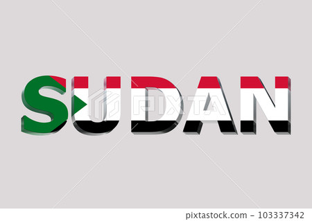 3D Flag of Sudan on a text background. 3D Flag of Sudan on a text background. 103337342
