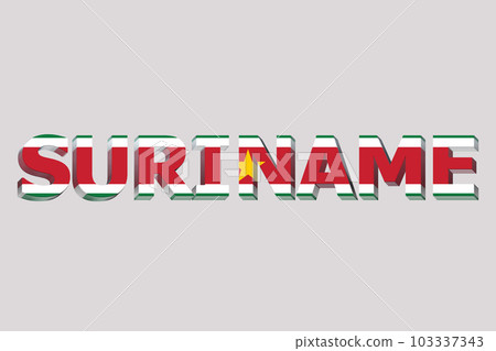 3D Flag of Suriname on a text background. 3D Flag of Suriname on a text background. 103337343