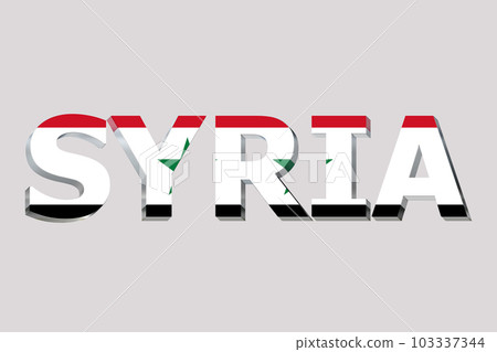 3D Flag of Syria on a text background. 3D Flag of Syria on a text background. 103337344