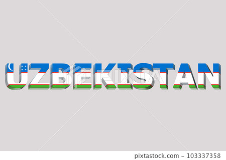 3D Flag of Uzbekistan on a text background. 3D Flag of Uzbekistan on a text background. 103337358
