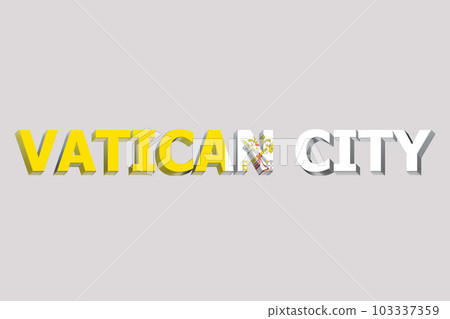 3D Flag of Vatican City on a text background. 3D Flag of Vatican City on a text background. 103337359