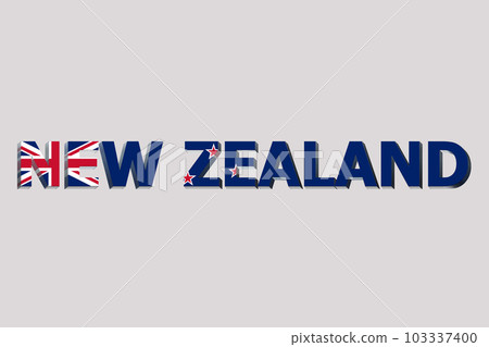 3D Flag of New Zealand on a text background. 3D Flag of New Zealand on a text background. 103337400