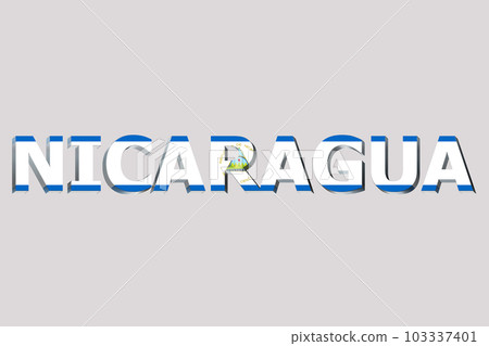 3D Flag of Nicaragua on a text background. 3D Flag of Nicaragua on a text background. 103337401