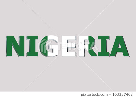 3D Flag of Nigeria on a text background. 3D Flag of Nigeria on a text background. 103337402