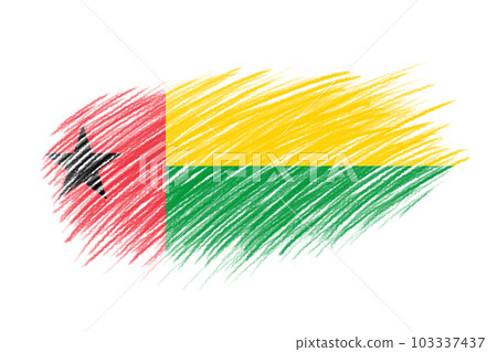 3D Flag of Guinea-Bissau on vintage style brush background. 103337437
