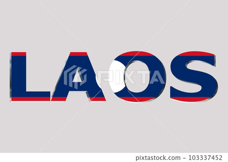 3D Flag of Laos on a text background. 3D Flag of Laos on a text background. 103337452