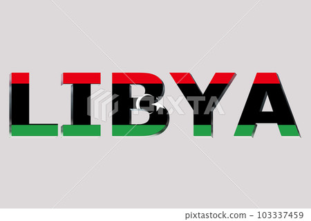 3D Flag of Libya on a text background. 3D Flag of Libya on a text background. 103337459
