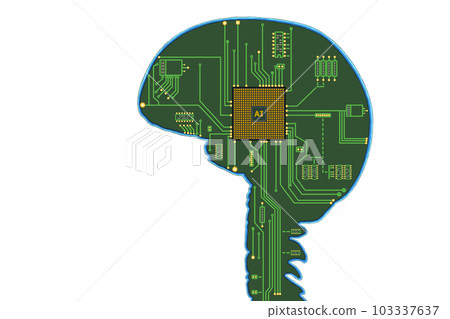 Brain with CPU microchips Brain with CPU microchips 103337637
