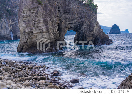 【靜岡縣】伊豆半島地質公園、浮島海岸柱狀節理岩 103337929