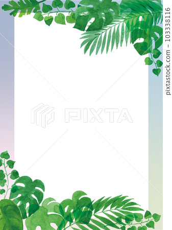 熱帶植物葉子透明水彩插圖框架 A4 垂直 熱帶植物葉子透明水彩插圖框架 A4 垂直 103338116