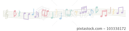Swaying staff notation and musical notes _ pastel Swaying staff notation and musical notes _ pastel 103338172