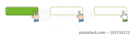 Click cursor icon with click here button vector set. Action button with mouse click Click cursor icon with click here button vector set. Action button with mouse click 103338212