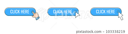 Click cursor icon with click here button vector set. Action button with mouse click 103338219