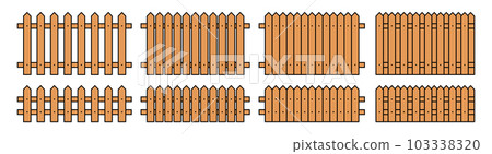 Colored outline fence in flat style vector illustration isolated on white 103338320