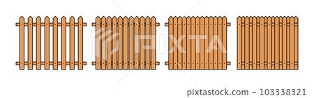 Colored outline fence in flat style vector illustration isolated on white 103338321