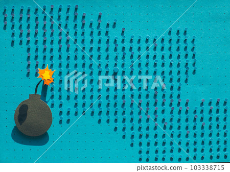 Handmade blue paper cut dot background. Pop art and comic concept.  103338715