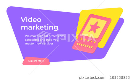 Video marketing digital internet promo optimization social media banner 3d icon vector 103338833