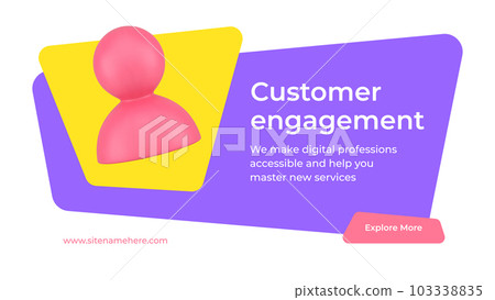 Customer engagement digital marketing promo strategy development social media banner 3d icon vector 103338835