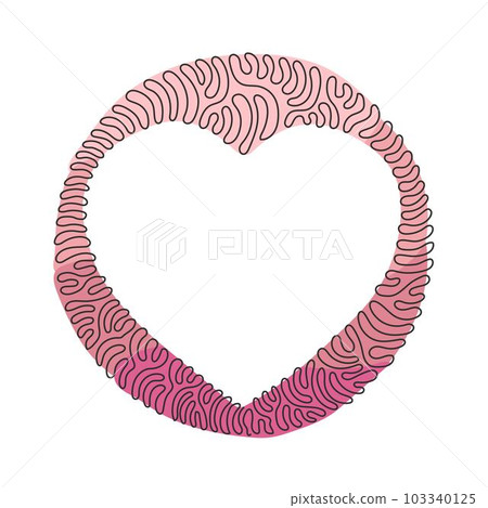 Single continuous line drawing poker playing cards suit heart design shape single icon. Hearts suit deck of playing card for ace. Swirl curl circle background style. One line draw vector illustration Single continuous line drawing poker playing cards suit heart design shape single icon. Hearts suit deck of playing card for ace. Swirl curl circle background style. One line draw vector illustration 103340125
