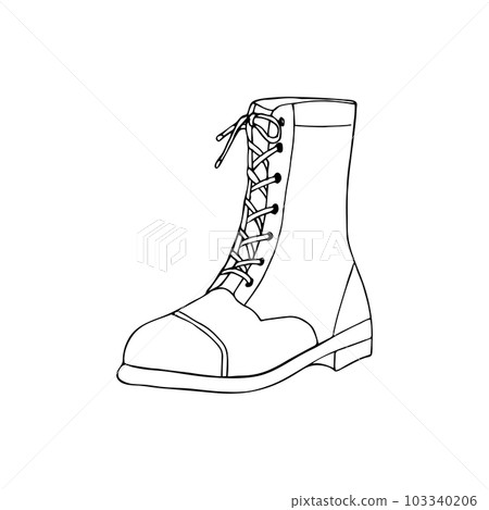 Hand drawn military style boot. Isolated vector illustration on white background 103340206