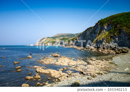 Ocean and cliffs view in Laredo, Cantabria, Spain 103340213