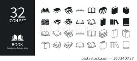 Book icon set of various shapes Book icon set of various shapes 103340757