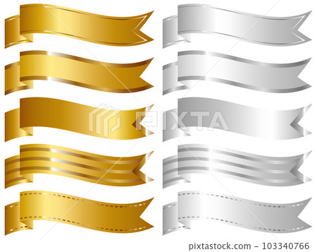 Set of 10 luxurious flag ribbons gold & silver Set of 10 luxurious flag ribbons gold & silver 103340766