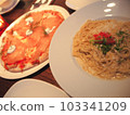 cream pasta and salmon pizza 103341209