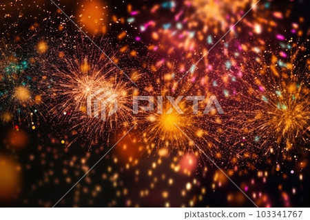Colorful fireworks at New Year and copy space abstract holiday background elegant glitter confetti. Colorful fireworks at New Year and copy space abstract holiday background elegant glitter confetti. 103341767