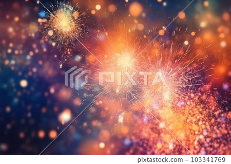 Colorful fireworks at New Year and copy space abstract holiday background elegant glitter confetti. Colorful fireworks at New Year and copy space abstract holiday background elegant glitter confetti. 103341769