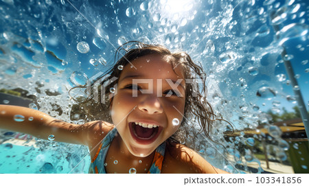 Happy child playing in the pool [AI generated image] 103341856