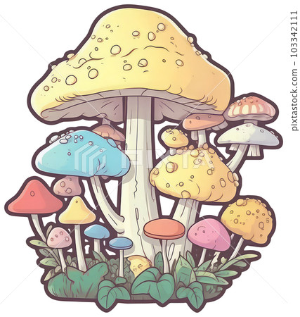 Mushroom sticker transparent illustration. Mushroom sticker transparent illustration. 103342111