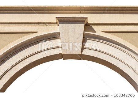 Ancient Marble Arch with Keystone Isolated on White Background 103342700